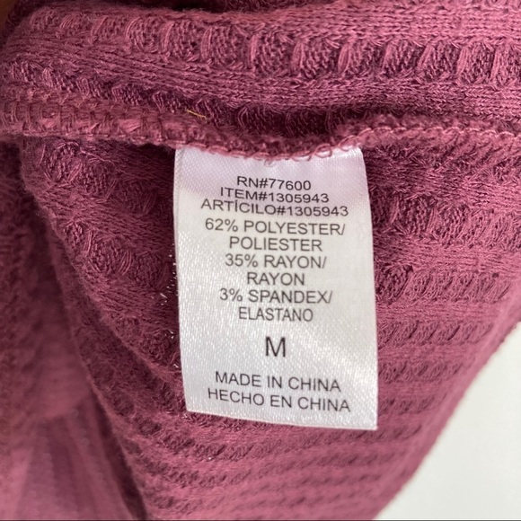 Chaser Long Sleeve Thermal Waffle Knit Top Shirt - Picture 5 of 5